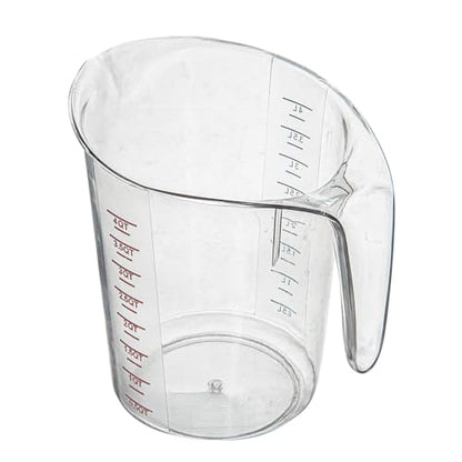 Restaurantware RW Base 4 Quart Measuring Jar 1 Durable Measuring Beaker - Metric And Imperial Units V-Shaped Spout Clear Plastic Measuring Cup Handle With Thumb-Grip Tolerates Up To 248F - color: Clear, size: 9.50" × 7.25" × 9.50"