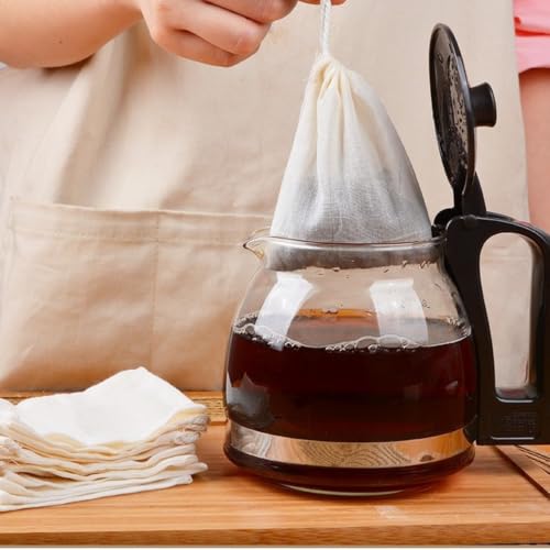 TUZAZO 24 Pcs Muslin Bags with Drawstring 4 x 6 inch, Reusable Tea Bags for Loose Leaf Tea, Natural Cotton Unbleached Cheesecloth Small Spice Bag for Cooking Soup Herb Sachet Bag Empty - size: 4x6 inch, 24 pcs