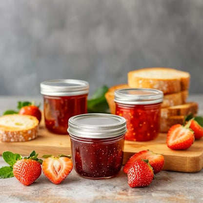ComSaf 8 oz Wide Mouth Mason Jars, 6 Pack Small Half Pint Jars with Lids | BPA-Free, Half-Pint Portion, Chunky Salsa, Overnight Oats, Party Favors, Meal Prep, DIY Candles, Labels and Twine - size: 8oz*6 wide mouth
