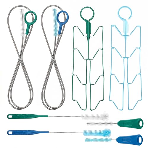 Patelai 8 in 1 Hydration Bladder Cleaning Kit Includes 3 Different Brushes and Drying Collapsible Bladder Frame, Water Reservoir Backpack Cleaning Kit - color: Blue and Green