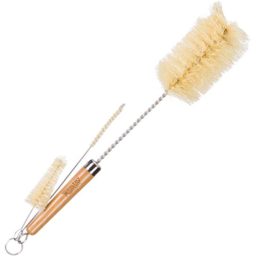 Healthy Human Water Bottle Cleaner 3-Piece Bamboo Long Brush Stainless Steel Cleaning Set