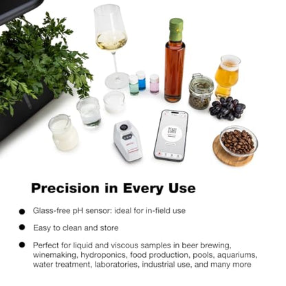 pH2Go - Digital pH Meter by Anton Paar - Glass-Free ISFET Sensor, Guided Calibration (ATC), High Accuracy, App Connected (iOS/Android) | Hydroponics, Aquarium, Pools, Water, Brewing, Winemaking
