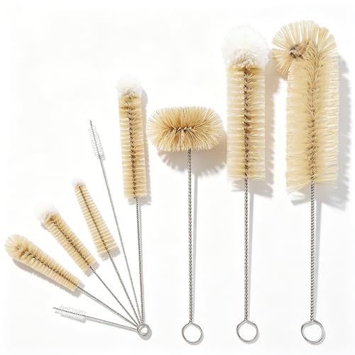 Masthome 9 Pack Bottle Brush Set, Boar Bristle Mixed PP Baby Bottle Cleaner, Long Handle Straw Brushes for Narrow Neck Bottles, Hummingbird Feeder, Wine, Beer