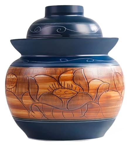 Fermentation Jars，Fermentation Crock Jar,Sauerkraut Crock,Pickle Jar Traditional Chinese Ceramic Fermentation Crock Jar Pickling Jar With Water Seal Airlock Lid,Large Thickened Ceramic Pickle Jar Kimc - size: 1.5KG