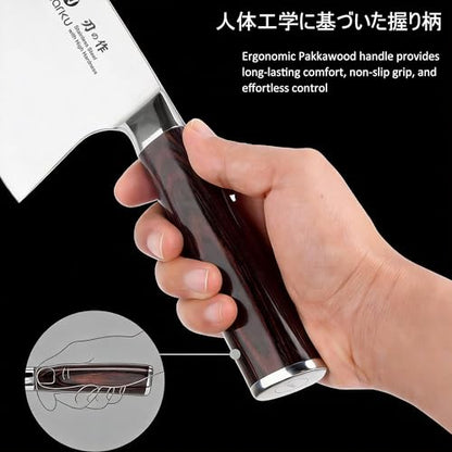 imarku Cleaver Knife 7 Inch Meat Cleaver, Japanese High Carbon Stainless Steel Butcher Knife with Ergonomic Handle, Ultra Sharp Chopping Knife, Kitchen Gadgets for Home/Restaurant, Dads Gifts - color: Light Black