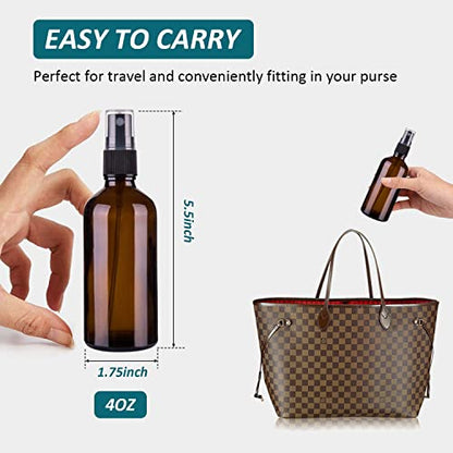 4 oz Amber Glass Spray Bottles for Essential Oils, Small Empty Fine Mist Spray Bottle,4 Pack with Funnel Dropper - style: 4 - Pack