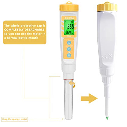 YINMIK Digital pH Meter for Food, pH Probe for Sourdough and Bread Dough, Checking The pH of Fermenting Sausages and Salami, Waterproof pH Tester for Solid and Liquid Soft Soil Sample… - color: Yellow Food pH Meter