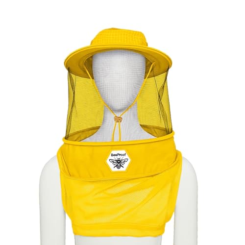 Beekeeping Veil Hat for Beekeepers 360° Protective High Visibility Mesh Breathable Ventilated Design Secure Elastic Fit (BP-106 Yellow-2 Pack Veils) - color: Gold, size: 2-pack