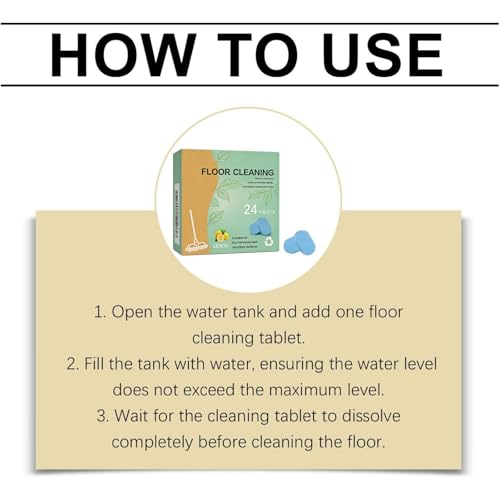 Floor Cleaning Tablets, 24 Count, Hard Floor Cleaner Tablets, Lemon Scent, Multi-Surface Effervescent Cleaner for Hardwood, Tile, Vinyl and Laminate Floors, Streak-Free