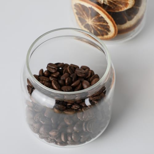 Glass Jar with Lid 3.54 Inch Wide, 15 OZ Small Airtight Food Storage Containers Glass Set for Coffee Beans| Sugars| Candy, 2 Pack - color: 15oz*2