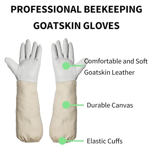 Professional Beekeeping Suit with Gloves – Full-Body Protection, Breathable Fabric, Adjustable Hood – Beekeeper Outfit for Men & Women (Includes Goatskin Gloves) XL for 5'7"-5'11"