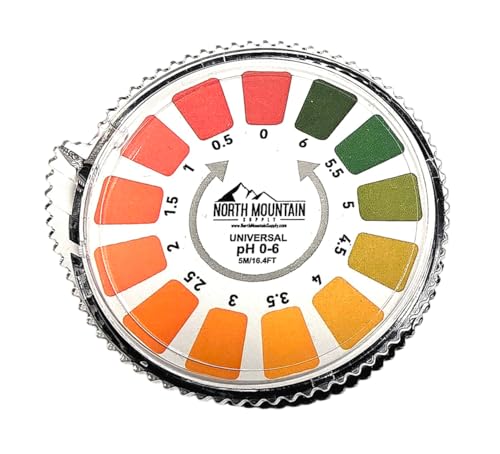 North Mountain Supply pH Test Strips Roll- 0.0 to 6.0 pH Range - Essential for Homebrewing and Cheese Making - 16 Foot Roll