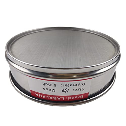 LABALPHA 150 Mesh Lab Sieves, #150 Mesh Test Sieve, 8'' Diameter, 304 Stainless Steel Wire Cloth (0.1mm) - size: 150 mesh (0.1mm)