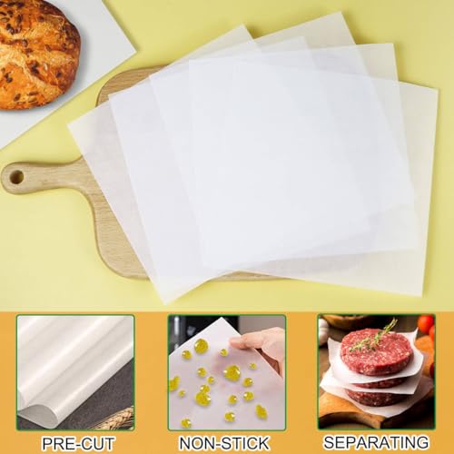 Burger Patty Paper, AIMEIKI 300Pcs 6x6 Inch Parchment Paper Squares Non-Stick Wax Paper Parchment Paper Sheets for Patty Seperating, Freezing or Candy Wrappers - size: 6 x 6 Inch