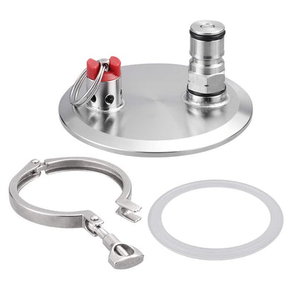 3"TC End Cap with Ball Lock Post and PRV 45 PSI Dry Hopper Accessories,BALL LOCK TAPPING HEAD TO 3INCH TRI-CLOVER Homebrew Conical Fermenter Accessories (Gas POST)