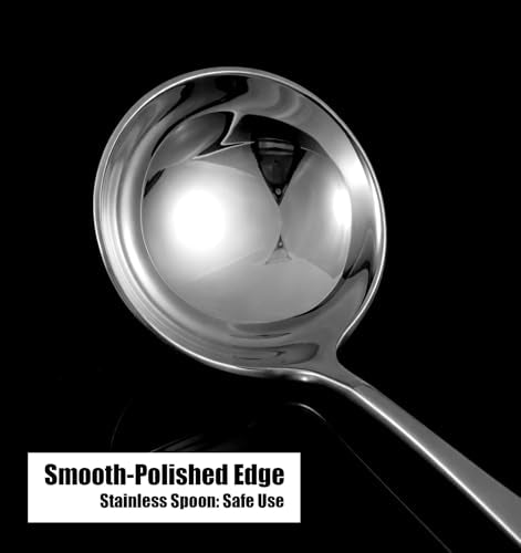 7.9 Inch Small Soup Ladle, Stainless Steel Gravy Ladle Stainless Steel Mirror Polished for Spooning Sauces or Gravies (Silver)