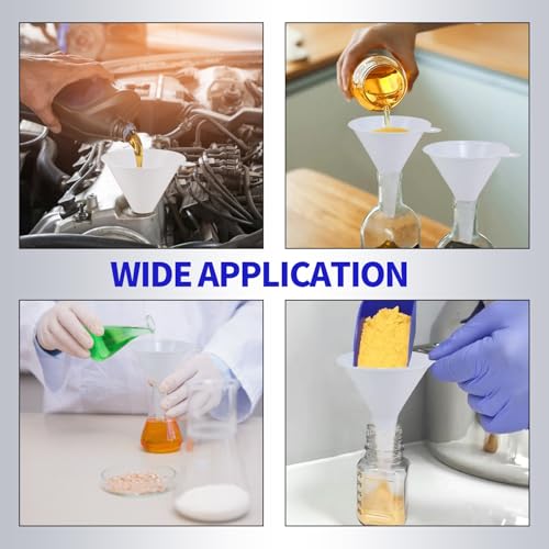 Plastic Funnel Set, Kitchen Funnels for Filling Bottles, Automotive Oil Funnels for Lubricants and Fluids, Leak-Proof Design Fits Cars, Motorcycles & Home Containers