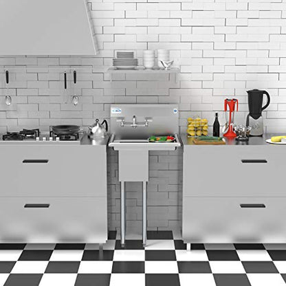 KoolMore 1 Compartment Stainless Steel NSF Commercial Kitchen Prep & Utility Sink with Drainboard - Bowl Size 10" x 14" X 10" - size: Right Drainboard