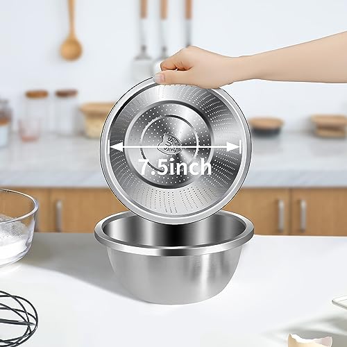 Gulex Colander Stainless Steel 3-quart with Bowls,Strainer for Kitchen(2PC) - color: Black, size: 3QT
