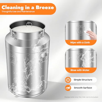 Stainless Steel Milk Can, 76L/20.1Gal Metal Drink Dispenser Airtight Canister with Faucet & Lid, Wine Oil Beverage Storage Container for Kitchen Restaurant Party, W15.8*H25.2in - size: 76L/20.1Gal w/Faucet