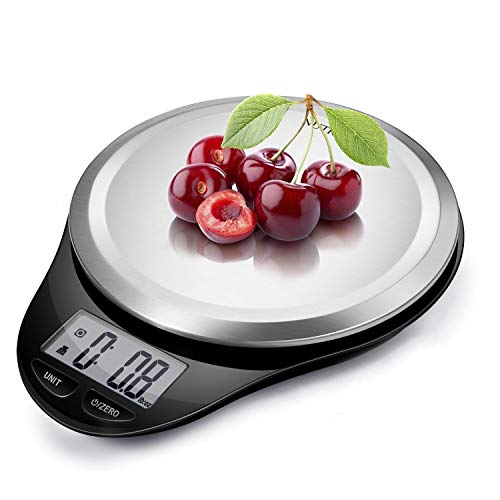 Food Scale, NUTRI FIT Digital Kitchen Scale Weight Grams and Ounces for Weight Loss, Accurate Cooking Baking Scale LCD Display Max 11lb 1g Increment with Wide Stainless Steel Platfrom, Black - color: State Black