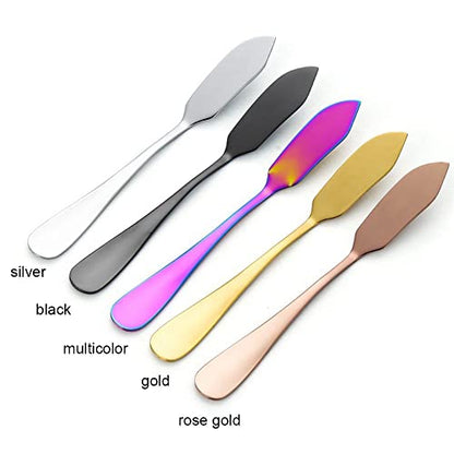 Stainless Steel Butter Knife Cheese Dessert Jam Spreaders, Kitchen Accessories Breakfast Tool Butter Tool(multicolor) - color: Multicolor