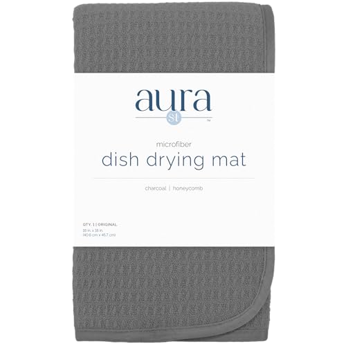 S&T INC. Dish Drying Mat, 16” x 18”, Absorbent Microfiber Kitchen Counter Mat, Dish Drying Pad for Dishes, Utensils, Pots and Pans, Large, Charcoal - size: 16" x 18"