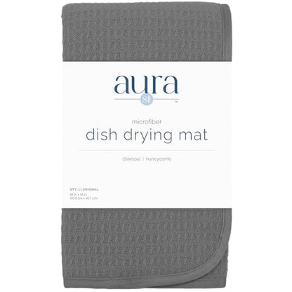 S&T INC. Dish Drying Mat, 16” x 18”, Absorbent Microfiber Kitchen Counter Mat, Dish Drying Pad for Dishes, Utensils, Pots and Pans, Large, Charcoal - size: 16" x 18"