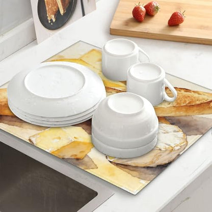 Cheese Set Microfiber Dish Drying Mat Ultra Absorbent Kitchen Counter Top Cushion Absorbent Drainer Pad