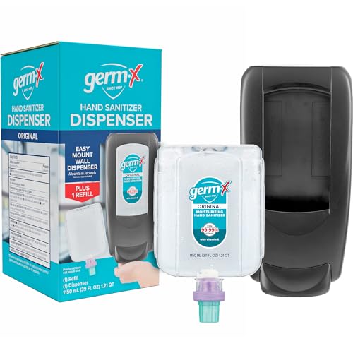 Germ-X OmniPod Hand Sanitizer Starter Kit, Durable & Sleek Wall-Mount Dispenser & 1150mL Refill Pod, No Rinse Moisturizing Formula, Suitable for Home, School, Office, Gym, Restrooms - style: Dispenser Kit