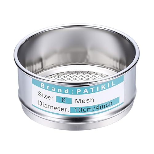 PATIKIL 6 Mesh(3.2mm) Lab Sieve, 3.9"(10cm) Diameter Sifting Screen 304 Stainless Steel Wire Cloth Fine Mesh Sieve for Industrial Laboratory Home Soil Sifter Dry Sift Screens Hash - size: 6 Mesh(3.2mm)/3.9"