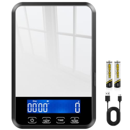 Letron Food Scale, 33 lb / 0.1 oz High Precision Kitchen Scale for Sourdough Bread, Built-in 7 Units, Timing & Tare Function, Rechargeable Digital Kitchen Scale for Food, Baking, Cooking, White - color: White