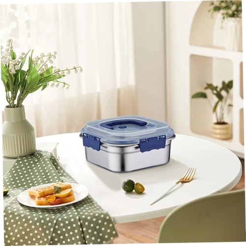 2PCS Stainless Steel Containers with Lids, 1.8L Airtight Marinade Container with Handle & Buckle Oven Safe for Roasting, Brining, Meal Prep, Storing