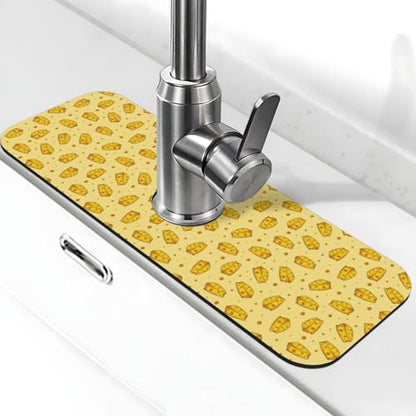 Cheese Faucet Mat For Kitchen Sink, Absorbent Countertop Protector, Quick Dry Sink Splash Guard Pad, Waterproof Draining Mat 15" X 5.5" - color: Style 2