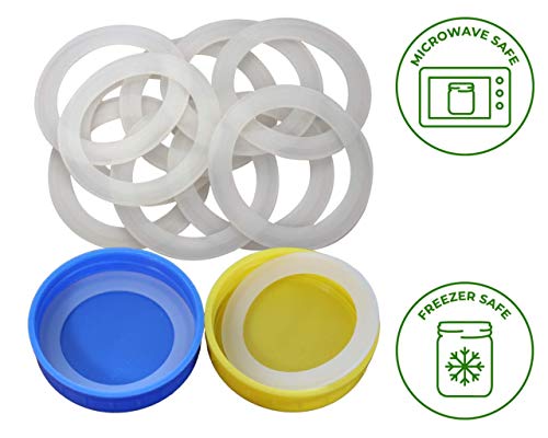 Platinum Silicone Sealing Gaskets for Leak Proof Mason Jar Lids | 10 Pcs Reusable Silicone Seal Gaskets Replacement for Plastic Mason Jar Lids, Mason Jar Rings (10 Pack, Regular Mouth) - size: Regular Mouth