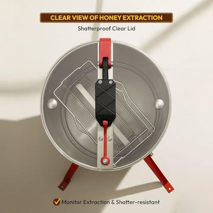 HE4MAN 4 Frame Beekeeping 304 Stainless Steel Drum Honey Extractor with Stand - Manual