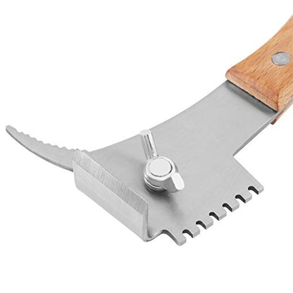 Professional Stainless Steel Beekeeping Hive Tool Multifunctional Scraper Pry Bar with Wood Handle for Honeycomb Frame Maintenance Wax Removal Beekeepers Essential 10.6 Inc