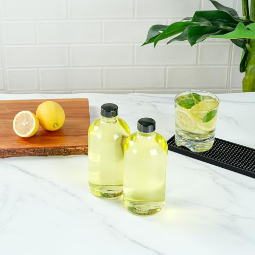 Restaurantware Vetri 16 Ounce Boston Glass Bottles, 12 Bottles With Black Phenolic Caps - Dishwashable, Round, Clear Glass Bottle, For Secondary Kombucha Fermentation, Homemade Essential Oils - color: Clear, size: 16 Ounces