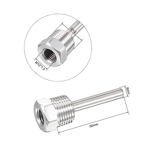 uxcell 8mm G1/2 Stainless Steel 201 Thermowell Weldless with Cable Gland 50mm Length for Beer Fermenter, White - color: White, size: 8mm x 50mm