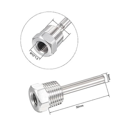 uxcell 8mm G1/2 Stainless Steel 201 Thermowell Weldless with Cable Gland 50mm Length for Beer Fermenter, White - color: White, size: 8mm x 50mm