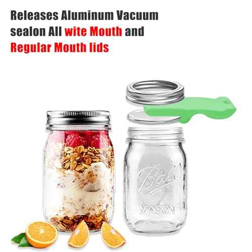 Mason Jar Opener and Canning Tool, Compatible with Mason Jar Lids, Releases Vacuum Seal on Wide Mouth and Regular Mouth, Magnetic Lid Lifter for Canning, Pickling (greener) - color: greener