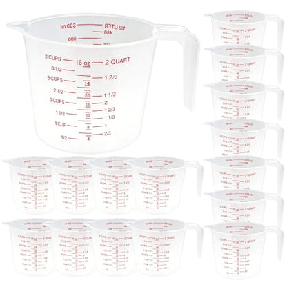 16 Pcs 2 Cup/16 Oz Plastic Measuring Cups With Spout And Handle | 1000ml Clear Graduated Measuring Cups With Oz And Ml Markings For Water, Flour, Liquids, Baking, Cooking And Mixing - color: 16 Pcs, size: 2Cup/16OZ