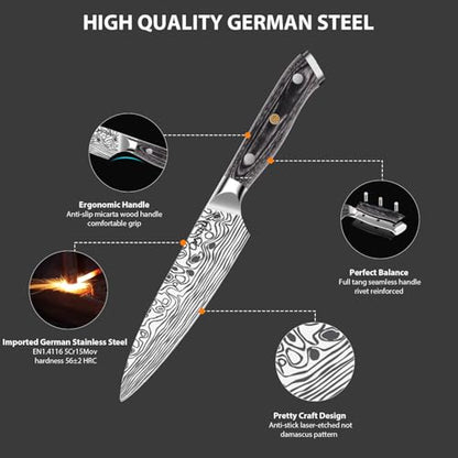 MOSFiATA 4 Inch Paring Knife, Kitchen Knife Fruit Knives with Sheath, German High Carbon Stainless Steel EN1.4116 Precision Cooking Vegetable Knife for Carving, Peeling, Trimming - style: 4 inch paring knife