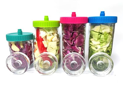 Mason Jar Fermentation kit for Wide mouth Mason Jar with 4 Glass Weight and 4 Fermenter Caps -Jars Not Included(Without pounder) - size: Without Pounder