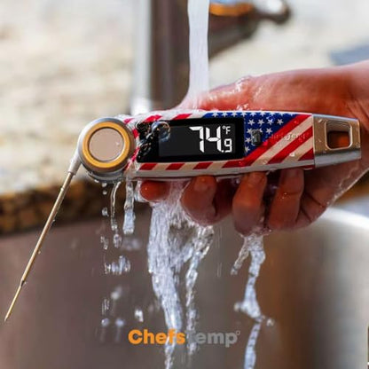 Finaltouch X10 Instant Read Digital Meat Thermometer NSF Certified Waterproof Professional for Cooking Grilling BBQ Baking Candy Oil with Rotating Probe and Backlit Display (Patriotic Limited Edition) - color: Patriotic Limited Edition
