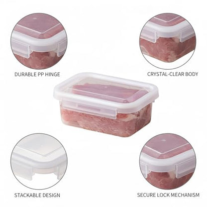 Food Storage Containers with Lids, Stackable PP Plastic Bins for Refrigerator & Pantry Organization, Clear Design for Leftovers and Prep Ingredients - size: 6.65 x 4.72 x 2.8 in