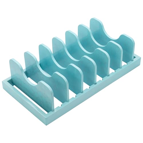 MinBoo Bamboo Pot Lid Organizer Pot Lid Holder, Pot and Pan Organizer Drawer Organizer for Pot Lids, Pans, Dinner Plates, Reusable Containers in Cabinet Storage,Blue - color: Blue