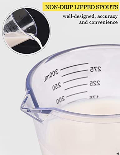 -BINGBING- Measuring Cups Set, Liquid Measuring Cups For 3 For Kitchen | BPA Free Plastic Set with Spout Multiple Measurement Scales, Cup, Ml and Oz, (Clear)