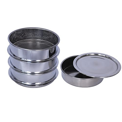 3 Pcs Lab Sieves，6 Inch Diameter Test Sifter with Tray and lid