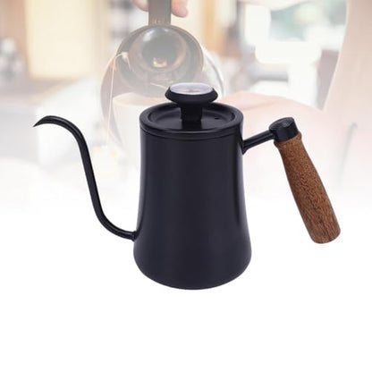 Aramox Pour Over Kettle, 600ML Stainless Steel Coffee Pot with Thermometer, Precision Control for Home Barista and Tea Lovers (Black) - color: Black